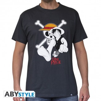 ONE PIECE - Tshirt "Luffy & Emblem" homme MC dark grey
